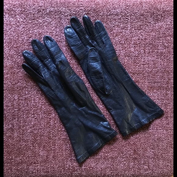 60’s French Kidskin Black Ladies Gloves / Historic Goldwater’s Dept. Store AZ - Picture 2 of 7